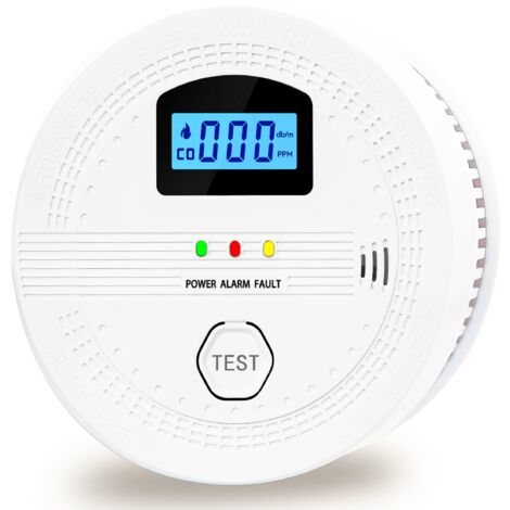 Detector de humo y monóxido de carbono NICOLA 2 en 1 para el hogar con pantalla (inglés), sin pilas, 10,7 × 10,7 × 3,8 cm