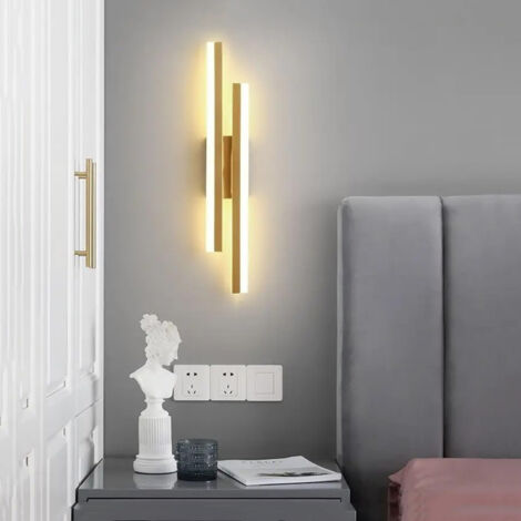 Lámpara de pared LED moderna NICOLA, aplique LED para dormitorio, dorada, 48 cm, luz tricolor