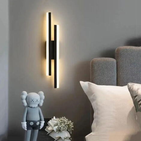 Lámpara de pared LED NICOLA para dormitorio, aplique lineal, ideal para dormitorio/salón, negra, 48 cm, luz cálida