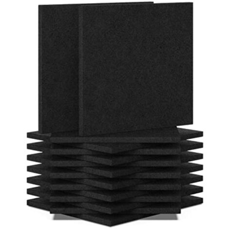 Paneles fonoabsorbentes autoadhesivos (12 piezas), paneles decorativos fonoabsorbentes para estudio en casa, negro, 30 x 30 cm (reverso adhesivo)