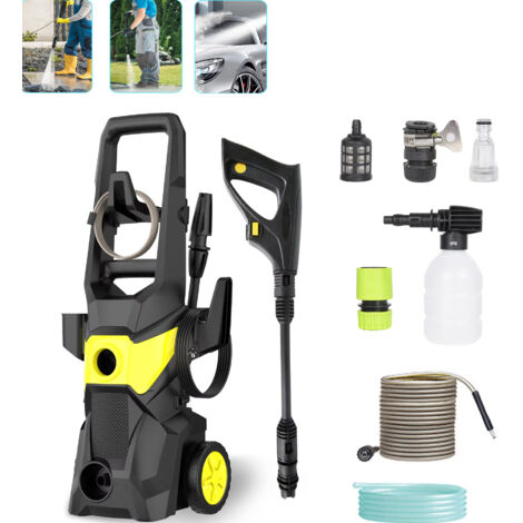 Hidrolavadora eléctrica de alta presión, 560 l/h, pulverizador, herramientas de riego, apta para limpieza de jardines (amarillo) (1/5)