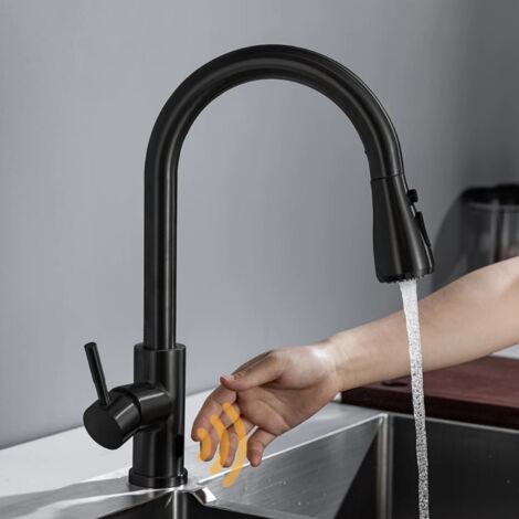 Grifo inteligente sin contacto, grifo de lavabo de baño de acero inoxidable, grifo con boquilla giratoria (1/5)