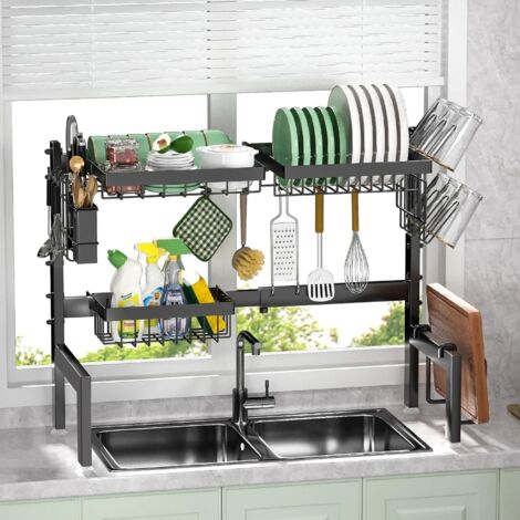 Estante de almacenamiento para cuencos sobre el fregadero estante organizador multifuncional de metal duradero escurridor de cocina
