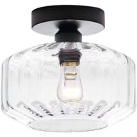 Lámpara de techo semiempotrada, de cristal de un solo cabezal, de rayas, E27, sin bombilla, 21 cm, estándar europeo.