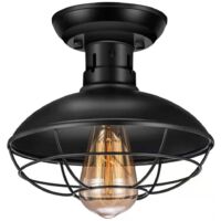 Lámpara de techo empotrada retro, lámpara de techo para pasillo, lámpara de techo para balcón, negra, sin fuente de luz, 220 V, E27