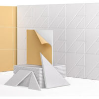 24 pcs de pared autoadhesivos insonorizantes, de fibra de poliéster con forma especial, 30 x 30 cm, blancos, con reverso adhesivo