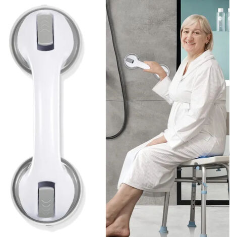NICOLA suction cup bathroom grab bars, non-slip bathroom grab bars, no drilling required, gray. (1/5)