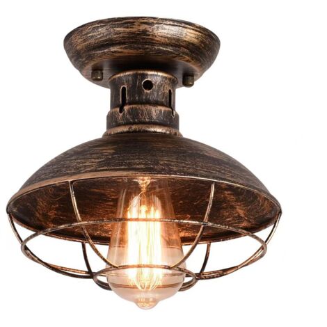 Industrial style cage ceiling light, metal mesh entryway light, bronze, warm light, 220V, E27 socket (1/5)