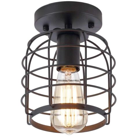 Retro industrial style recessed ceiling light, metal cage chandelier, metal mesh ceiling light, no light source, 220V, E27 socket (1/5)