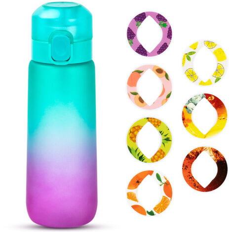 Flavored Water Bottle (750 ml) – Sports Water Bottle with 7 Random Fruit Scent Pods, Ideal for Camping and Outdoor Fitness