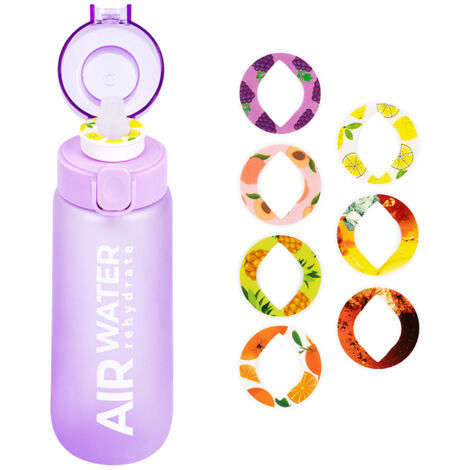 750ml Portable Scented Water Bottle with 7 Random Flavor Pods Plastic Scented Water Bottle with Straw for Outdoor Use