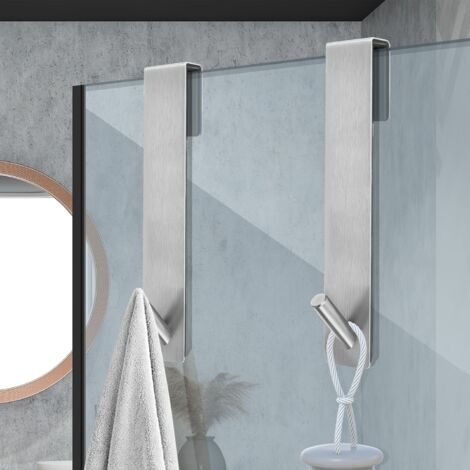 NICOLA No-Drill Shower Hooks, Wall-Mounted Shower Hooks, Set of 2, Stainless Steel Towel Racks (1/5)