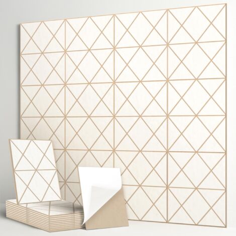 Set of 12 Decorative Self-Adhesive Soundproofing Panels in Polyester Fiber Felt with Adhesive Backing, 30 x 40 cm, White (1/5)