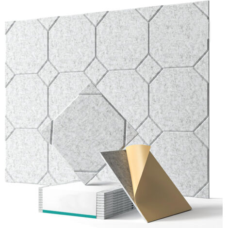 12-Piece Self-Adhesive Sound-Absorbing Panels (High-Density Polyester Fiber), Sound Insulation and Noise Reduction, 30 cm x 30 cm, Gray