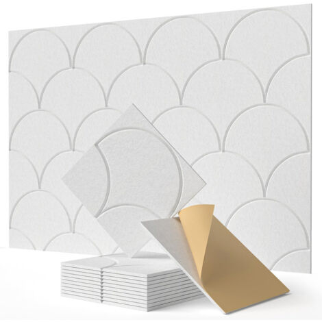 Set of 12 High-Density Self-Adhesive Soundproofing Panels, Suitable for Walls and Ceilings, White, 30 cm x 30 cm (Adhesive Backing)