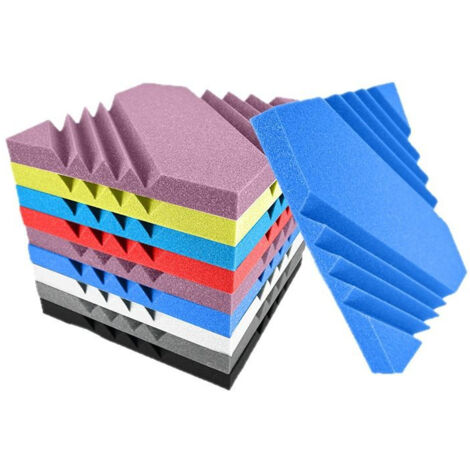 Set of 12 Fire-Retardant Twill Cotton Sound Insulation Panels, 30 x 30 x 5 cm, Fire-Retardant Purple (with Adhesive Backing)