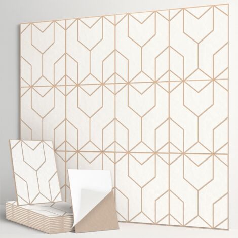 Set of 12 Polyester Fiber Soundproofing Panels, Self-Adhesive for Recording Studios, 30 x 30 cm, Off-White (1/5)