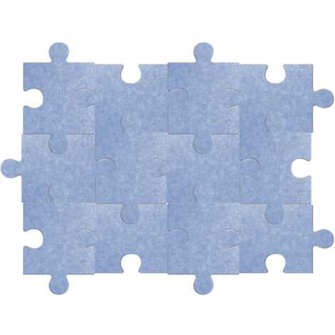 Self-Adhesive Felt Bulletin Board, 12 Pieces, Puzzle Pattern, High-Density Self-Adhesive Sound-Dampening Panel, Light Blue, 20 x 30 cm