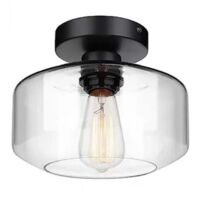 American retro glass ceiling light, clear glass ceiling light, E27 socket, bulb not included, 21 cm, European standard
