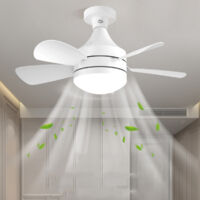 45cm Plug-in Ceiling Fan, Straight Blades, with Remote Control, White, E27 Socket, Tri-Color Lighting + 95mm Extension Cord