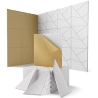 Set of 12 Decorative Self-Adhesive Soundproofing Panels for Walls, Doors, and Ceilings — White, 30 x 30 cm (Adhesive Backing)