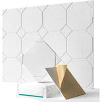 12-Piece Geometric Sound-Absorbing Panels, Wall Decor, Acoustic Insulation Panels, Suitable for Doors and Ceilings, 30 cm x 30 cm, White