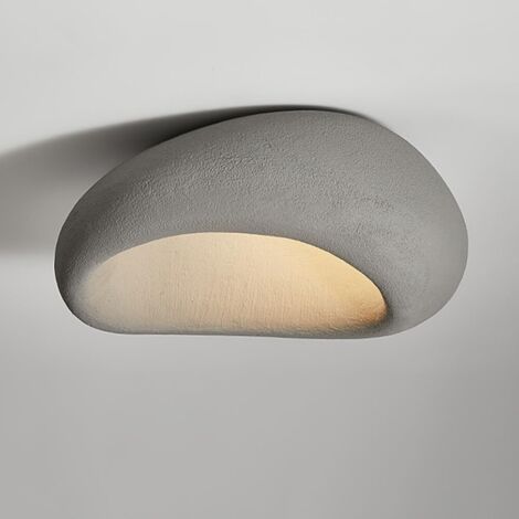 LED-Designer-Schlafzimmerleuchte aus Kunstharz, runde Kunstharz-Deckenleuchte, grau, 40 cm, Dimmer und Fernbedienung, E27