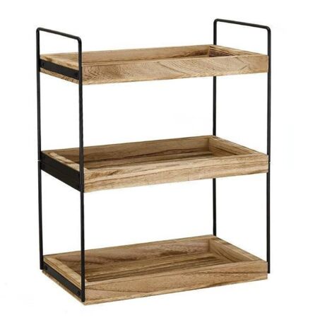 Étagère de comptoir à 3 niveaux en métal noir – Rangement rustique pour cuisine, salle de bain ou décoration intérieure (1/5)