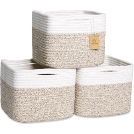 Paniers de rangement, paniers tressés en corde de coton, lot de 3, pour une organisation optimale, panier (marron) (1/5)