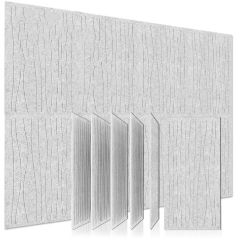 6er-Set schalldämmende Wandpaneele, selbstklebende Schallschutztapete mit Formen und Streifen, silbergrau, 30 x 60 cm