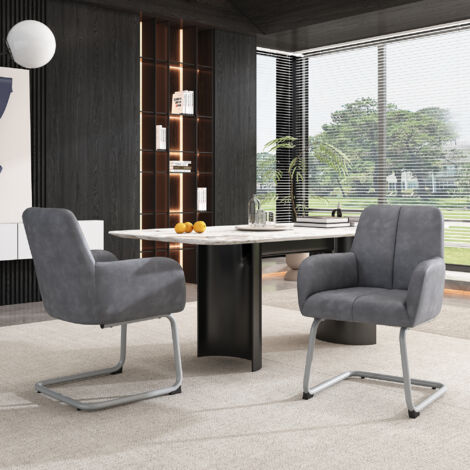 Chaise Esszimmer, lot de 2 pièces. Chaises modernes et minimalistes, parfaites pour les moments de détente. Chaises adaptées à la salle à manger et au lit, avec des pieds en acier incurvés. Couleur gr (1/5)