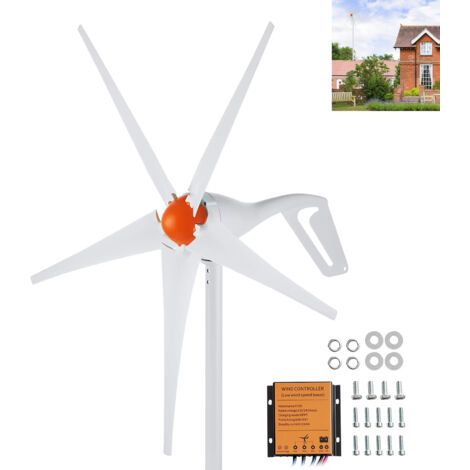 Windturbinen-Set, 12V-Windturbine mit einer Anlaufwindgeschwindigkeit von 2,5 m/s — Geeignet für Wohnhäuser und Wohnmobile (500 W, 5 Rotorblätter)