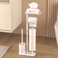 Freistehender Toilettenpapierhalter aus Edelstahl mit Ablagefläche – Selbstklebender Bad-Organizer für Toilettenpapierrollen