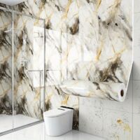Set aus 2 Rollen 2 mm starker Marmor-Optik-Tapete – Selbstklebende Rückseite – Wasser- & ölabweisend – Für DIY-Projekte, 40 cm x 3 m