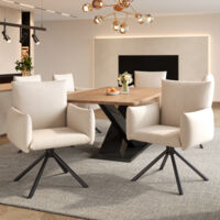 6 chaises de salle à manger. Chaise confortable avec 4 pieds métalliques. Chaise pivotante de 360°. Chaise pour les pièces à vivre et aux chambres. Chaise pour le travail et la bureau. Appuie-tête. Ti