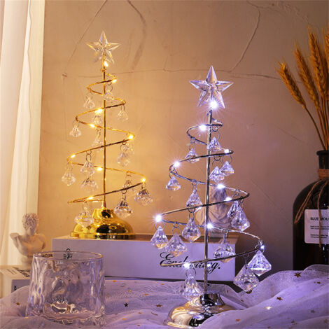 Fuleadture Luci a catena di cristallo natalizie a batteria(2 pezzi)-lampada da tavolo decorativa,luci a catena a LED per albero di Natale(batterie non incluse) (1/5)