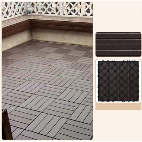 Fuleadture Piastrelle in plastica ad incastro per decking, pavimento per esterni impermeabile 30 x 30 cm, piastrelle per patio per bar, 11 pezzi