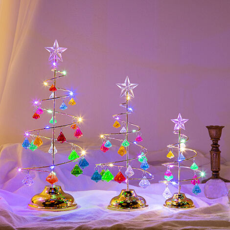 Fuleadture Set di 3 luci a catena scintillanti per albero di Natale - lampade di cristallo a batteria, mini decorazioni per scrivania, patio e feste (S+M+L) (1/5)