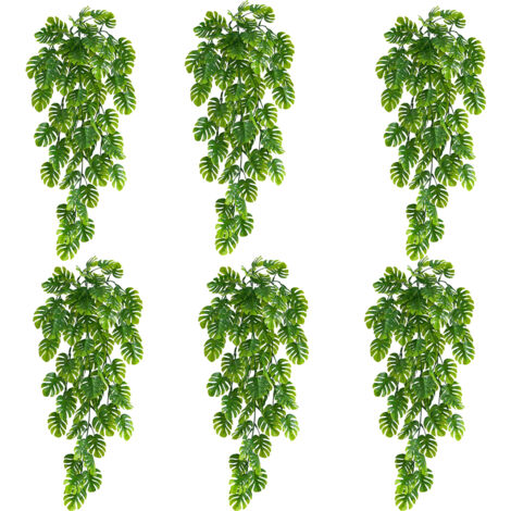6 pezzi di piante artificiali sospese resistenti ai raggi UV - Monstera Deliciosa tropicale, piante di plastica per la decorazione della casa