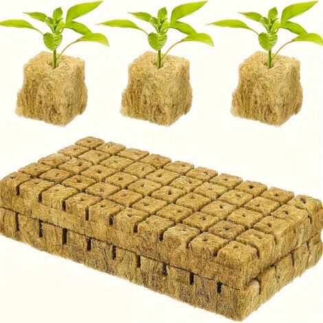 100 pezzi di blocchi di cotone di roccia traspirante per piantine -, blocchi di piantagione senza terra per giardinaggio (25 x 25 x 25 mm)
