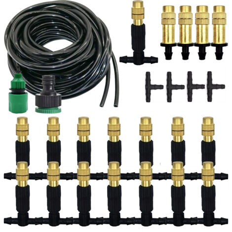 Sistema di raffreddamento a nebulizzazione per esterni da 15 m per irrigazione da giardino, irrigazione, tubi atomizzatore in rame da 1/4''