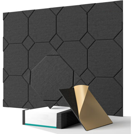Pannelli acustici autoadesivi, confezione da 12 pannelli fonoassorbenti per pareti, 30301 cm, pannelli fonoassorbenti per porte e soffitti