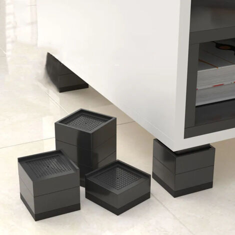 Confezione da 4 alzate regolabili per mobili per uso domestico, alzate da 7,6 cm, alzate per camera da letto, letti, divani, nero