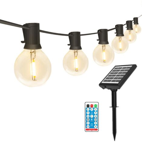 Luci solari da giardino G40, catena di luci da esterno ricaricabili, telecomando - 7 m, 10 luci, impermeabili, luci decorative per le feste