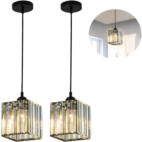 2pcs Lampadario di cristallo di lusso, plafoniera E27, illuminazione domestica, altezza regolabile, adatto per hotel e ristoranti (noir). (1/5)
