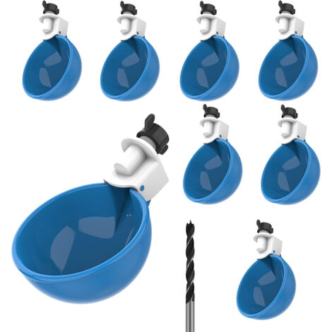 Coppette per l'Abbeveraggio di Polli (Confezione da 8), Abbeveratoio ad Alta Capacità, Abbeveratoio per Pollame con Sega a Tazza per il Montaggio