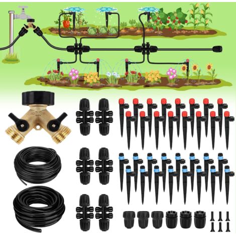 Sistema di irrigazione a goccia per giardino da 100FT/30 m - Kit di irrigazione automatico, tubo principale da 16 mm e tubo di derivazione da 6 mm (1/5)