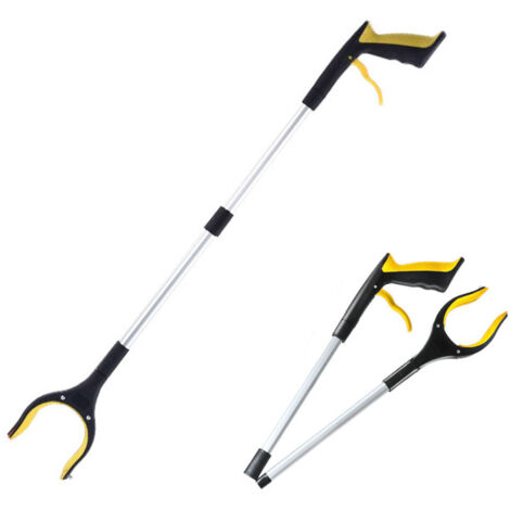 Raccoglitore di rifiuti pieghevole 2 in 1, non è necessario chinarsi, design con clip magnetica, raccoglitore di rifiuti pieghevole, 82 cm, giallo. (1/5)