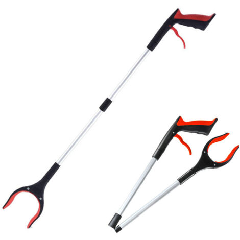 Raccoglitore di rifiuti pieghevole 2 in 1, non è necessario chinarsi, design con clip magnetica, raccoglitore di rifiuti pieghevole, 82 cm, rosso (1/5)