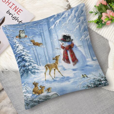 Housse de coussin paysage hivernal, forêt enneigée (1/5)
